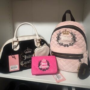 Juicy Couture Handbag Backpack and Wallet bundle